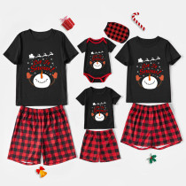 Christmas Family Matching Pajamas Santa Fly Deers Let It Snow Snowman Short Pajamas Set