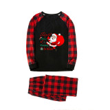 Christmas Family Matching Pajamas Slogan Santa Claus Is Coming To Town Black Pajamas Set