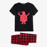Christmas Family Matching Pajamas Slogan Santa Claus Christmas Black Pajamas Set