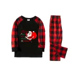 Christmas Family Matching Pajamas Slogan Santa Claus Is Coming To Town Black Pajamas Set