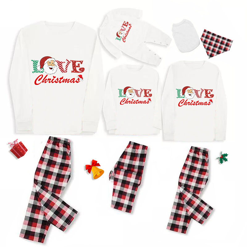 Christmas Family Matching Pajamas Red Love Santa Christmas Pajamas Set