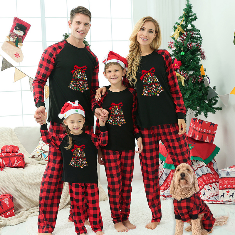 Christmas Family Matching Pajamas Merry Christmas Jingle Bell Black Pajamas Set