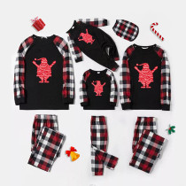 Christmas Family Matching Pajamas Slogan Santa Claus Christmas Red Plaids Pajamas Set