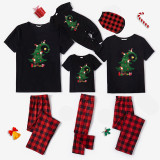 Christmas Family Matching Pajamas Green Christmas Tree Black Pajamas Set