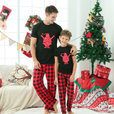 Christmas Family Matching Pajamas Slogan Santa Claus Christmas Black Pajamas Set
