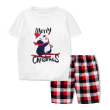 Christmas Matching Family Pajamas Navy Skiing Penguin Merry Christmas Short Pajamas Set With Baby Pajamas