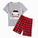 Christmas Matching Family Pajamas Red Plaid Xmas Hat You Serious Clark Letters Gray Short Pajamas Set With Baby Pajamas