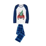 Christmas Matching Family Pajamas Red Plaid Truck with Christmas Tree Blue Pajamas Set With Baby Pajamas