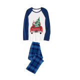 Christmas Matching Family Pajamas Red Plaid Truck with Christmas Tree Blue Pajamas Set With Baby Pajamas