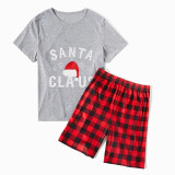 Christmas Matching Family Pajamas Santa Claus with Snowflake and Red Xmas Hat Gray Short Pajamas Set With Baby Pajamas