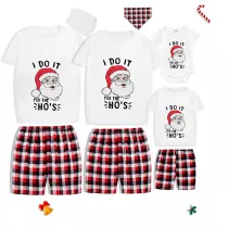 Christmas Matching Family Pajamas I Do It Letter Santa Head White Short Pajamas Set With Baby Pajamas