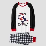 Christmas Matching Family Pajamas Navy Flying Skiing Penguin Merry Christmas Plaids Pajamas Set With Baby Pajamas