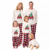 Christmas Matching Family Pajamas Red Plaid Truck with Christmas Tree Gray Pajamas Set With Baby Pajamas