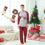 Christmas Matching Family Pajamas Red Plaid Hat Santa Claus HO'S Red Gray Pajamas Set With Baby Pajamas