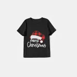 Christmas Matching Family Pajamas Red Plaids Christmas Hat Merry Christmas Letter Black Short Pajamas Set With Baby Pajamas