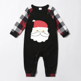 Christmas Matching Family Pajamas Red Christmas Hat Santa Claus Black Plaids Pajamas Set With Baby Pajamas