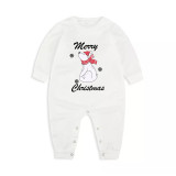 Christmas Matching Family Pajamas Sit Down Bear and Snowflake Merry Christmas Letter White  Pajamas Set With Baby Pajamas