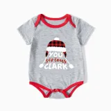 Christmas Matching Family Pajamas Red Plaid Xmas Hat You Serious Clark Letters Gray Short Pajamas Set With Baby Pajamas