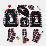 Christmas Matching Family Pajamas Sit Down Bear and Snowflake Merry Christmas Letter Black Plaids Pajamas Set With Baby Pajamas