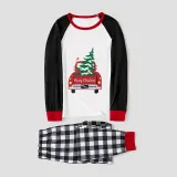 Christmas Matching Family Pajamas Red Plaid Truck with Christmas Tree Blue Pajamas Set With Baby Pajamas