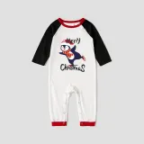Christmas Matching Family Pajamas Navy Flying Skiing Penguin Merry Christmas Plaids Pajamas Set With Baby Pajamas