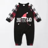 Christmas Matching Family Pajamas HO HO HO Red Christmas Hat Black Plaids Pajamas Set With Baby Pajamas