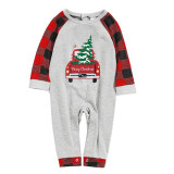 Christmas Matching Family Pajamas Red Plaid Truck with Christmas Tree Gray Pajamas Set With Baby Pajamas