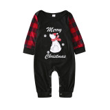 Christmas Matching Family Pajamas Sit Down Bear and Snowflake Merry Christmas Letter Black Pajamas Set With Baby Pajamas