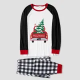 Christmas Matching Family Pajamas Red Plaid Truck with Christmas Tree Blue Pajamas Set With Baby Pajamas