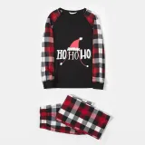 Christmas Matching Family Pajamas HO HO HO Red Christmas Hat Black Plaids Pajamas Set With Baby Pajamas