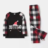 Christmas Matching Family Pajamas HO HO HO Red Christmas Hat Black Plaids Pajamas Set With Baby Pajamas