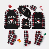 Christmas Matching Family Pajamas Santa Claus with Snowflake and Red Xmas Hat Green Strips Pajamas Set With Baby Pajamas