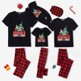 Christmas Matching Family Pajamas Red Plaid Truck with Christmas Tree Black Pajamas Set With Baby Pajamas