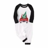 Christmas Matching Family Pajamas Red Plaid Truck with Christmas Tree Green Plaid Pajamas Set