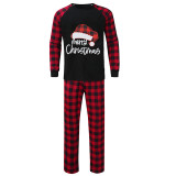 Christmas Matching Family Pajamas Red Plaids Christmas Hat Merry Christmas Letter Black Pajamas Set With Baby Pajamas