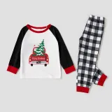 Christmas Matching Family Pajamas Red Plaid Truck with Christmas Tree Blue Pajamas Set With Baby Pajamas