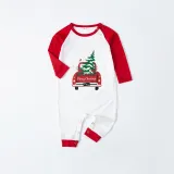 Christmas Matching Family Pajamas Red Plaid Truck with Christmas Tree Blue Pajamas Set With Baby Pajamas