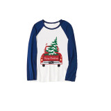 Christmas Matching Family Pajamas Red Plaid Truck with Christmas Tree Blue Pajamas Set With Baby Pajamas