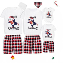Christmas Matching Family Pajamas Navy Flying Skiing Penguin Merry Christmas Short Pajamas Set With Baby Pajamas