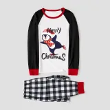Christmas Matching Family Pajamas Navy Flying Skiing Penguin Merry Christmas Plaids Pajamas Set With Baby Pajamas
