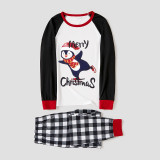Christmas Matching Family Pajamas Navy Flying Skiing Penguin Merry Christmas Plaids Pajamas Set With Baby Pajamas