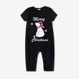 Christmas Matching Family Pajamas Sit Down Bear and Snowflake Merry Christmas Letter Black Pajamas Set With Baby Pajamas