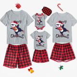 Christmas Matching Family Pajamas Navy Flying Skiing Penguin Merry Christmas Short Pajamas Set With Baby Pajamas