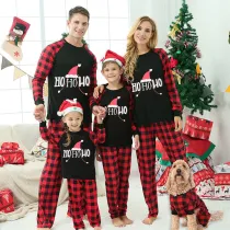 Christmas Matching Family Pajamas HO HO HO Red Christmas Hat Black Plaids Pajamas Set With Baby Pajamas