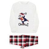 Christmas Matching Family Pajamas Navy Flying Skiing Penguin Merry Christmas White Pajamas Set With Baby Pajamas
