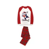 Christmas Matching Family Pajamas Navy Flying Skiing Penguin Merry Christmas Plaids Pajamas Set With Baby Pajamas