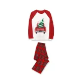 Christmas Matching Family Pajamas Red Plaid Truck with Christmas Tree Blue Pajamas Set With Baby Pajamas