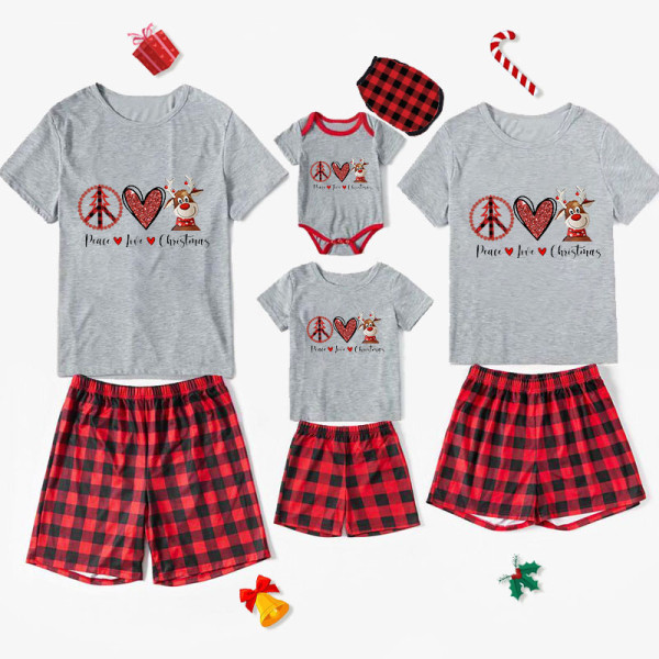 Christmas Matching Family Pajamas Exclusive Design Christmas Tree Heart Deer Short Pajamas Set