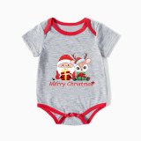 Christmas Matching Family Pajamas Exclusive Design Merry Christmas Santa Claus and Deer Gift Box Short Pajamas Set