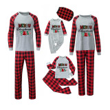 Christmas Matching Family Pajamas Exclusive Design Checkered Squares Merry Christmas Gray Pajamas Set